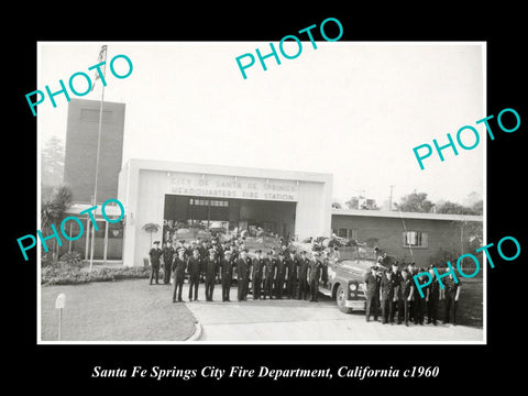 OLD LARGE HISTORIC PHOTO OF SANTA FE SPRINGS CALIFORNIA, FIRE DEPARTMENT c1960