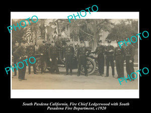 OLD LARGE HISTORIC PHOTO OF SOUTH PASADENA CALIFORNIA, THE FIRE DEPARTMENT c1920