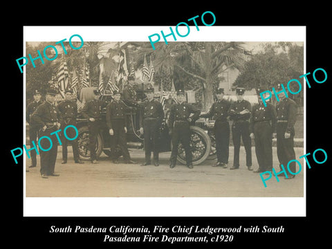 OLD LARGE HISTORIC PHOTO OF SOUTH PASADENA CALIFORNIA, THE FIRE DEPARTMENT c1920