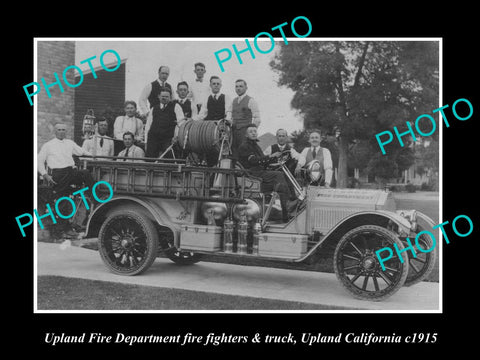 OLD LARGE HISTORIC PHOTO OF UPLAND CALIFORNIA, THE FIRE DEPARTMENT STATION c1915