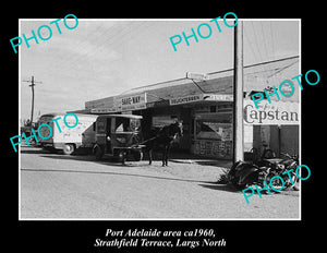 OLD LARGE HISTORIC PHOTO OF PORT ADELAIDE SA, LARGS NORTH SHOPS c1960