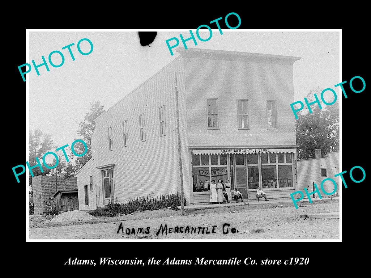 OLD LARGE HISTORIC PHOTO OF ADAMS WISCONSIN, VIEW OF THE MERCANTILE STORE c1920