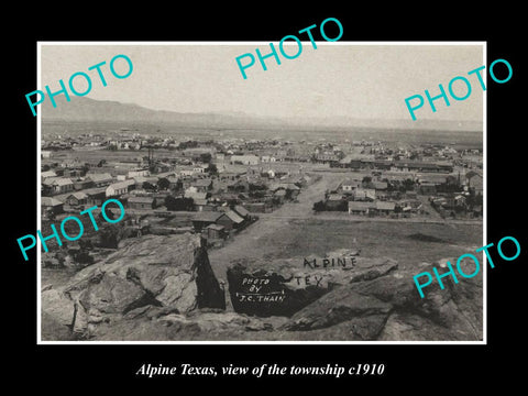 OLD LARGE HISTORIC PHOTO OF ALPINE TEXAS, VIEW OF THE TOWNSHIP c1910