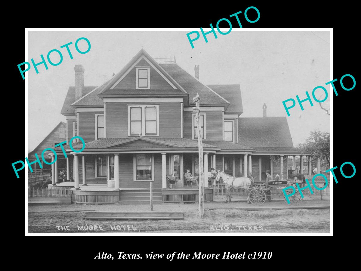 OLD LARGE HISTORIC PHOTO OF ALTO TEXAS, VIEW OF THE MOORE HOTEL c1910