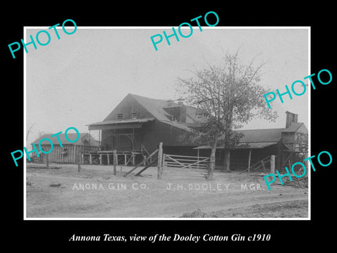 OLD LARGE HISTORIC PHOTO OF ANNONA TEXAS, VIEW OF THE DOOLEY COTTON GIN c1910