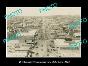 OLD LARGE HISTORIC PHOTO OF BRECKENRIDGE TEXAS, AERIAL VIEW OF THE TOWN c1920