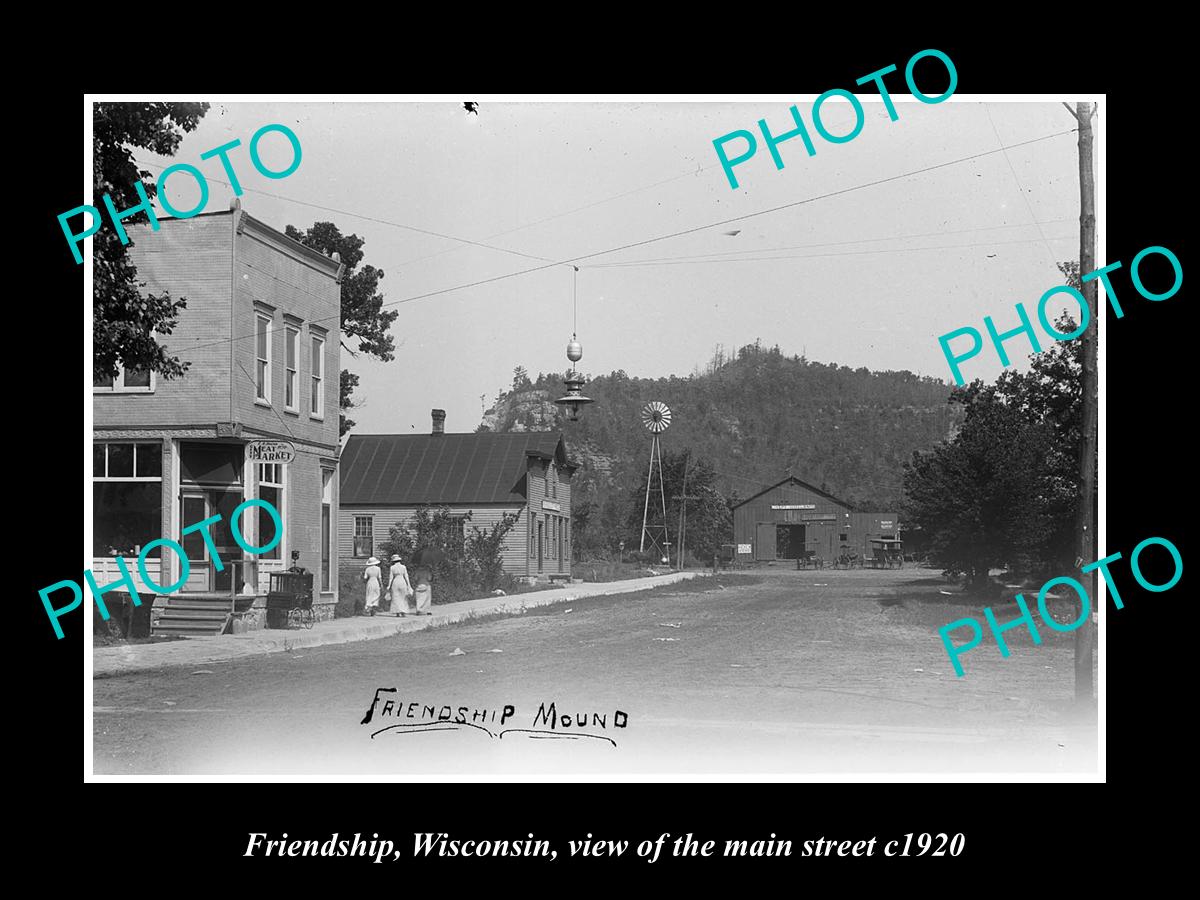 OLD LARGE HISTORIC PHOTO OF FRIENDSHIP WISCONSIN, VIEW OF MAIN STREET c1920