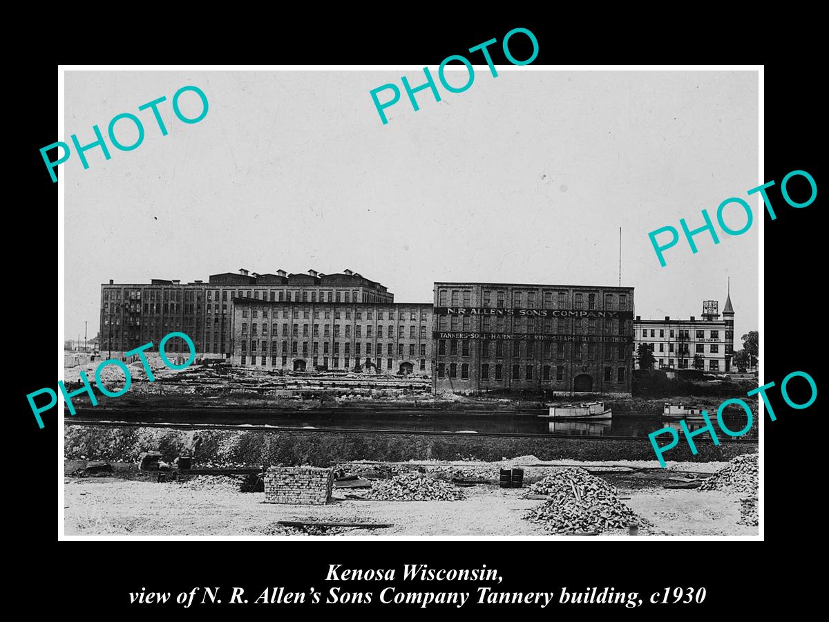 OLD LARGE HISTORIC PHOTO OF KENOSHA WISCONSIN, THE ALLENS TANNERY FACTORY 1930