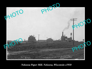 OLD LARGE HISTORIC PHOTO OF NEKOOSA WISCONSIN, VIEW OF THE PAPER MILL c1910