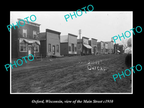 OLD LARGE HISTORIC PHOTO OF OXFORD WISCONSIN, VIEW OF THE MAIN STREET c1910