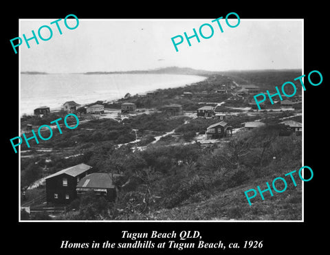 OLD LARGE HISTORIC PHOTO OF TUGUN BEACH AND SANDHILLS c1926 QLD