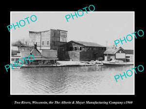 OLD LARGE HISTORIC PHOTO OF TWO RIVERS WISCONSIN, ALBERT & MEYERS FACTORY c1960