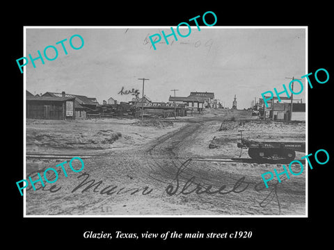 OLD LARGE HISTORIC PHOTO OF GLAZIER TEXAS, VIEW OF THE MAIN STREET c1920