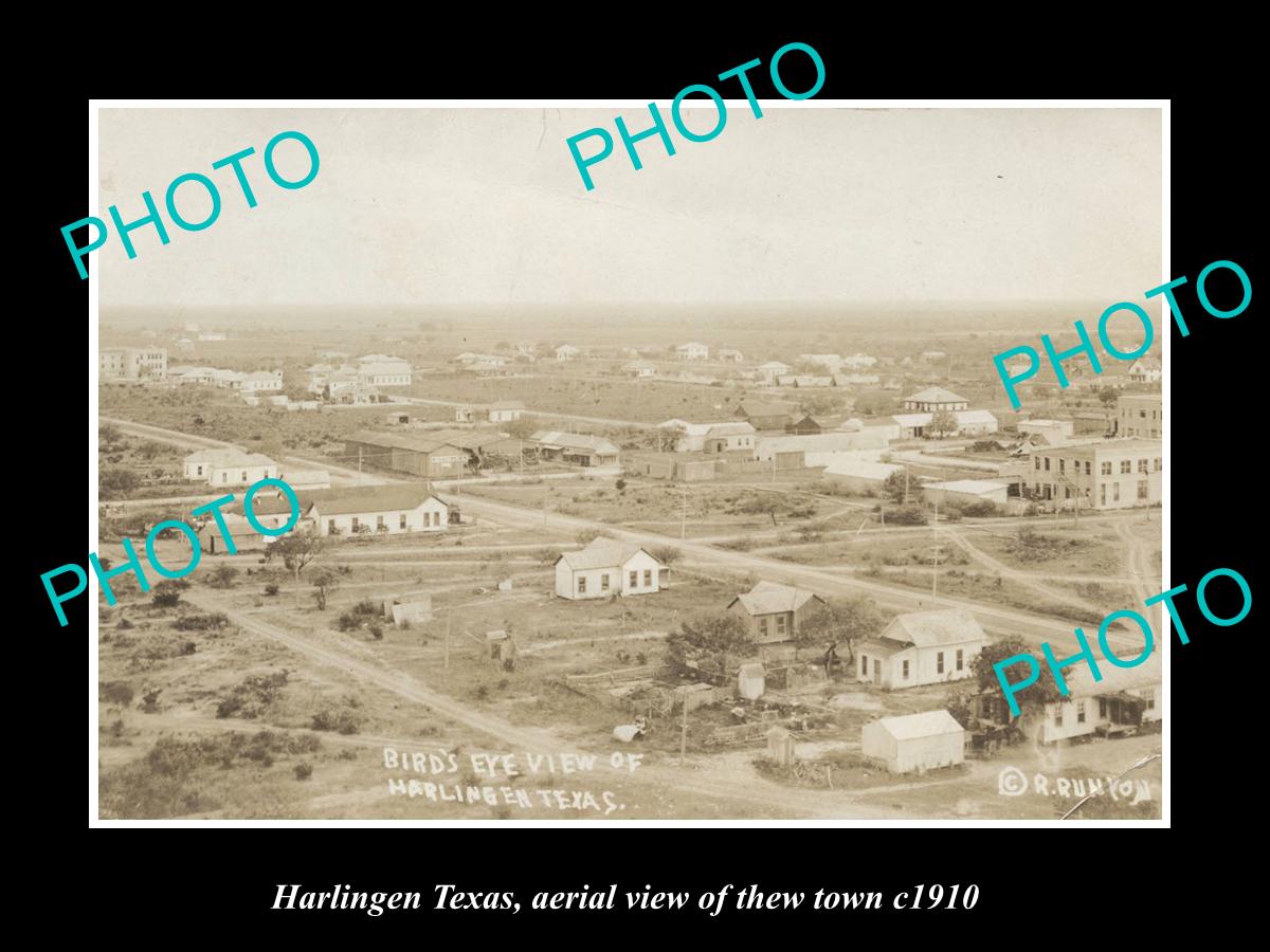 OLD LARGE HISTORIC PHOTO OF HARLINGEN TEXAS, VIEW OF THE TOWNSHIP c1910