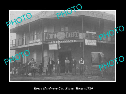 OLD LARGE HISTORIC PHOTO OF KOSSE TEXAS, VIEW OF THE KOSSE HARDWARE STORE c1920