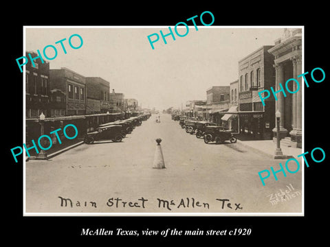 OLD LARGE HISTORIC PHOTO OF McALLEN TEXAS, VIEW OF THE MAIN STREET c1920