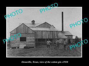 OLD LARGE HISTORIC PHOTO OF OENAVILLE TEXAS, VIEW OF THE COTTON GIN c1910