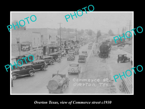 OLD LARGE HISTORIC PHOTO OF OVERTON TEXAS, VIEW OF COMMERCE STREET c1930