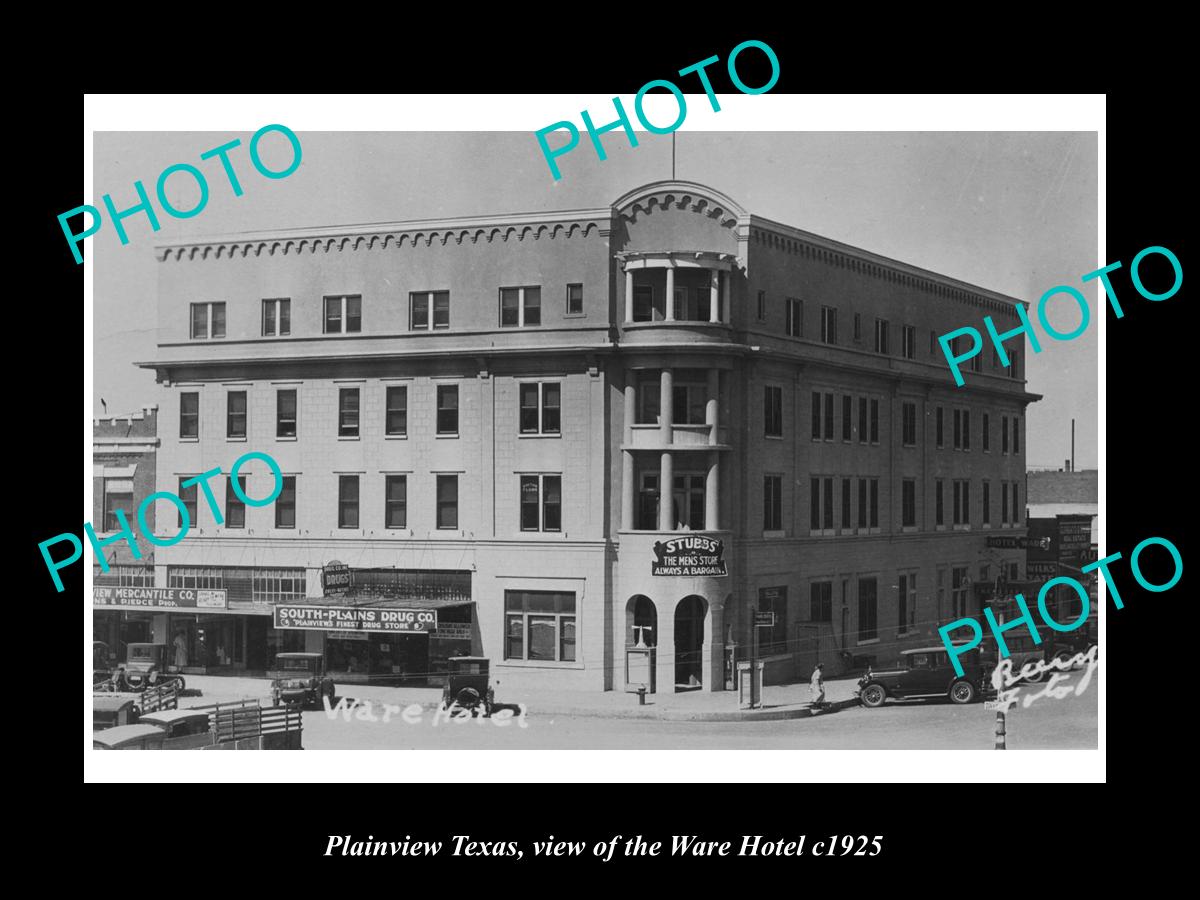 OLD LARGE HISTORIC PHOTO OF PLAINVIEW TEXAS, VIEW OF THE WARE HOTEL c1925