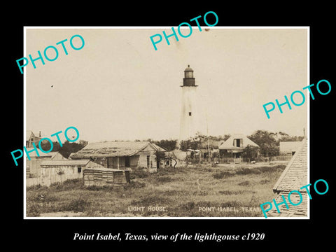 OLD LARGE HISTORIC PHOTO OF POINT ISABEL TEXAS, VIEW OF THE LIGHTHOUSE c1920