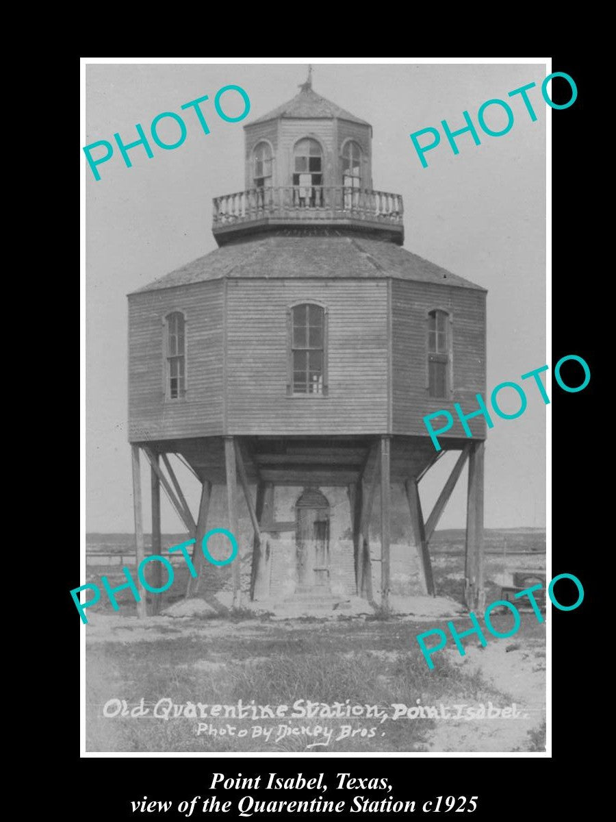 OLD LARGE HISTORIC PHOTO OF POINT ISABEL TEXAS, VIEW OF QUARENTINE STATION c1925