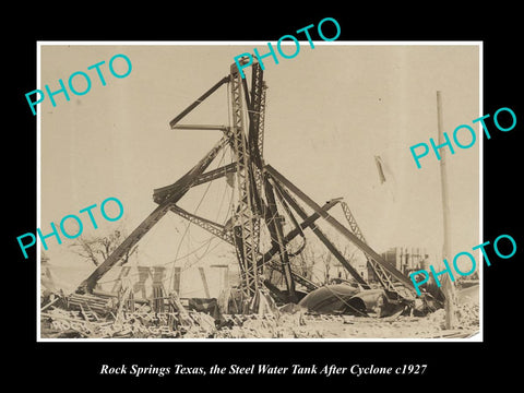 OLD LARGE HISTORIC PHOTO OF ROCK SPRINGS TEXAS THE WATER TANK AFTER CYCLONE 1927