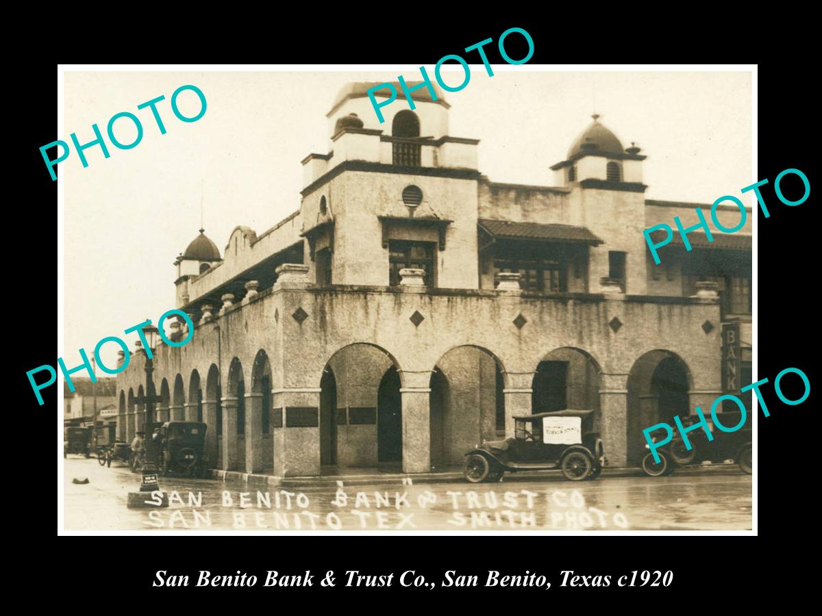 OLD LARGE HISTORIC PHOTO OF SAN BENITO TEXAS, THE SAN BENITO TRUST BANK c1920