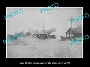 OLD LARGE HISTORIC PHOTO OF SAN BENITO TEXAS, VIEW OF THE MAIN STREET c1910