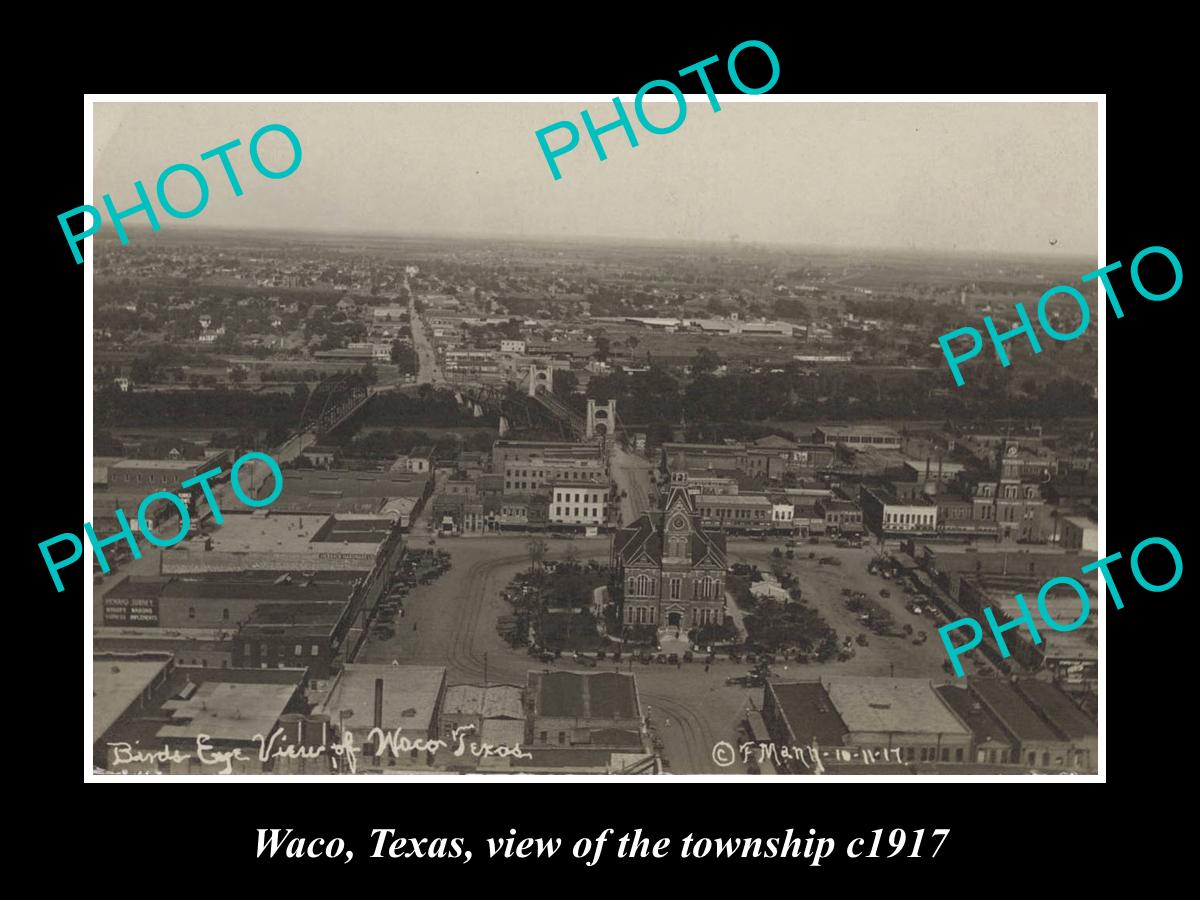 OLD LARGE HISTORIC PHOTO OF WACO TEXAS, VIEW OF THE TOWNSHIP c1917