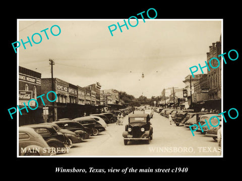 OLD LARGE HISTORIC PHOTO OF WINNSBORO TEXAS, VIEW OF THE MAIN STREET c1940