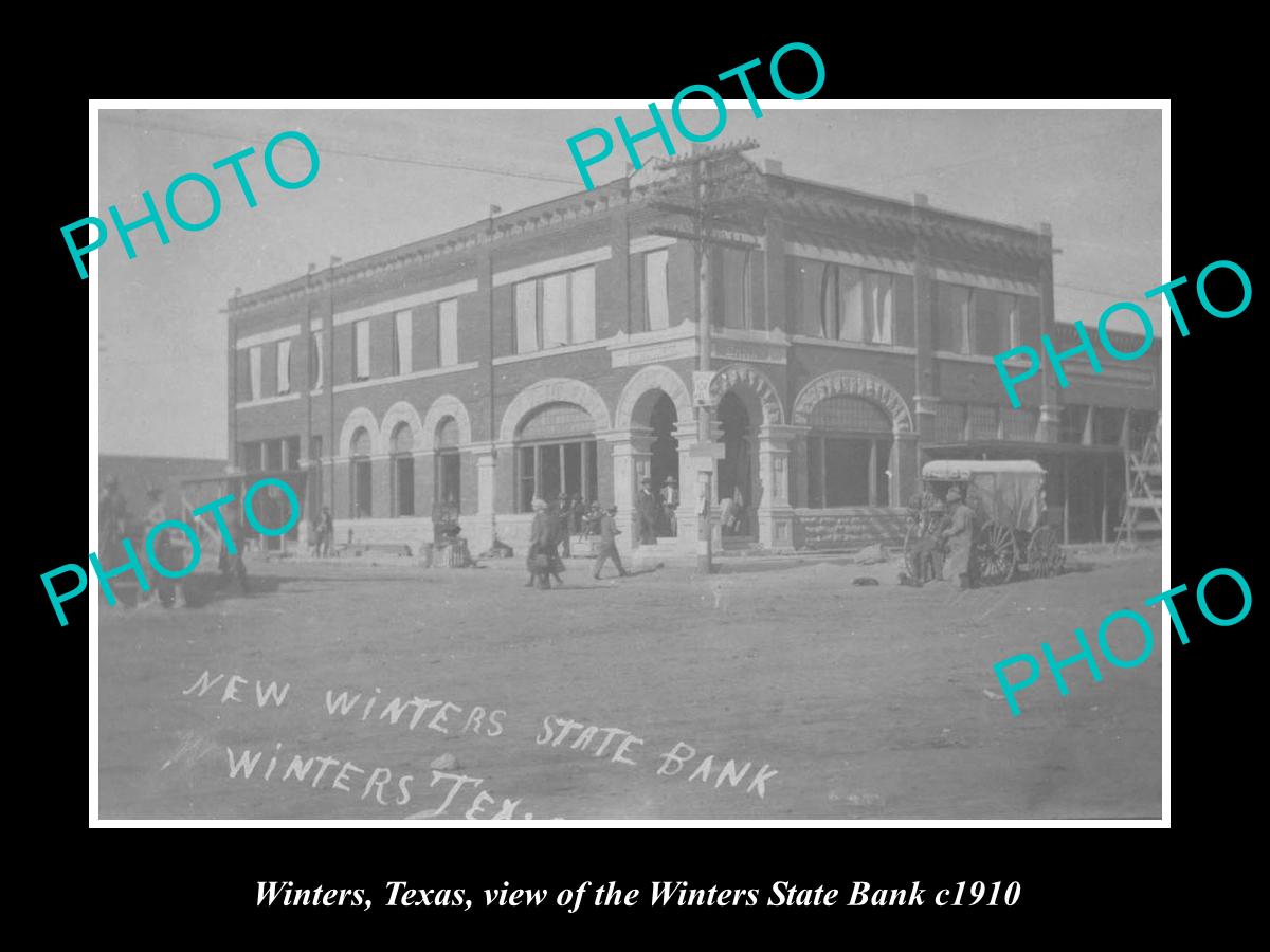 OLD LARGE HISTORIC PHOTO OF WINTERS TEXAS, VIEW OF THE STATE BANK c1910