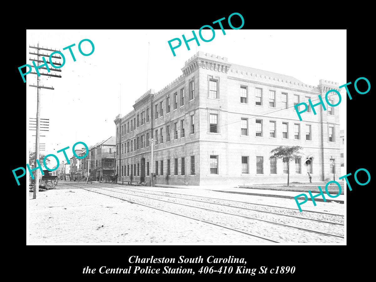 OLD LARGE HISTORIC PHOTO OF CHARLESTON SOUTH CAROLINA, THE POLICE STATION c1890