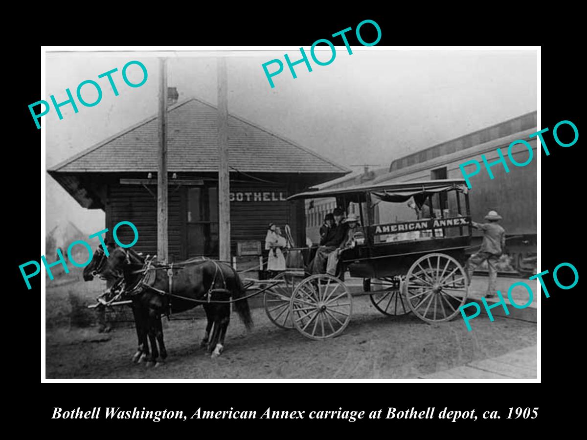 OLD LARGE HISTORIC PHOTO OF BOTHWELL WASHINGTON, THE RAILROAD DEPOT STATION 1905