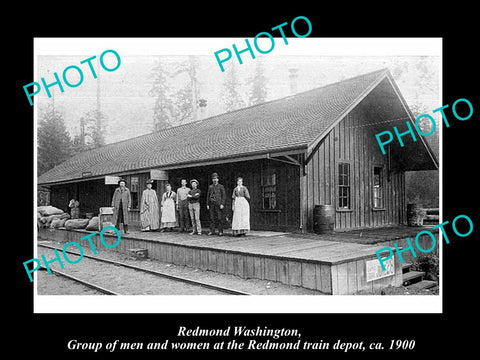 OLD LARGE HISTORIC PHOTO OF REDMOND WASHINGTON, THE RAILROAD DEPOT STATION 1900