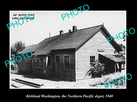 OLD LARGE HISTORIC PHOTO OF KIRKLAND WASHINGTON, RAILROAD DEPOT STATION 1940