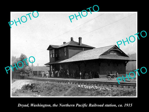 OLD LARGE HISTORIC PHOTO OF DRYAD WASHINGTON, THE RAILROAD DEPOT STATION 1915