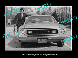 OLD LARGE HISTORIC PHOTO OF AMC GREMLIN CAR LAUNCH PRESS PHOTO 2 c1970