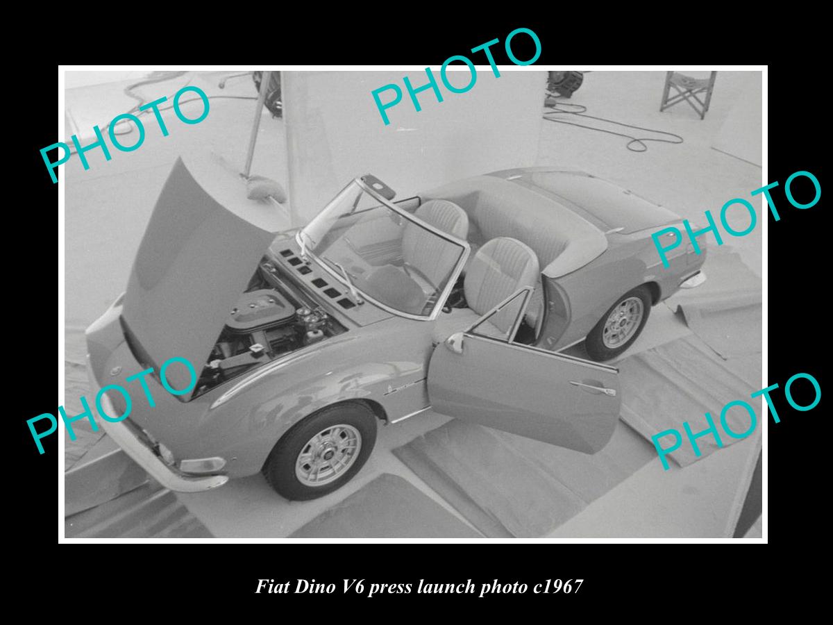 OLD LARGE HISTORIC PHOTO OF FIAT DINO V6 CAR LAUNCH PRESS PHOTO c1967 1