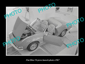 OLD LARGE HISTORIC PHOTO OF FIAT DINO V6 CAR LAUNCH PRESS PHOTO c1967 1