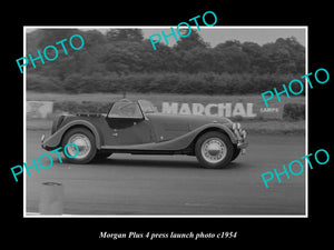 OLD LARGE HISTORIC PHOTO OF MORGAN PLUS 4 CAR LAUNCH PRESS PHOTO c1954 1