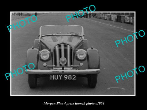 OLD LARGE HISTORIC PHOTO OF MORGAN PLUS 4 CAR LAUNCH PRESS PHOTO c1954 3