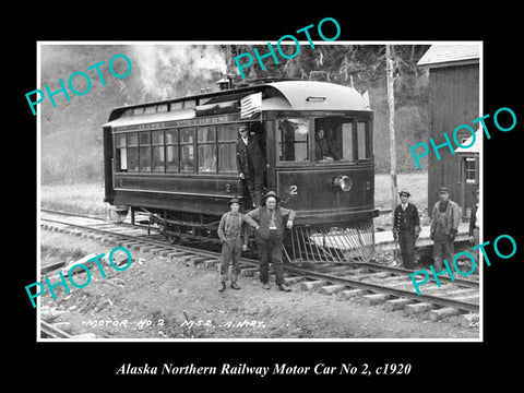 OLD LARGE HISTORIC PHOTO OF ALASKA NORTHERN RAILWAY MOTOR CAR No 2 c1920