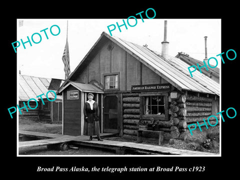 OLD LARGE HISTORIC PHOTO OF BROAD PASS ALASKA, VIEW OF TELEGRAPH STATION c1923