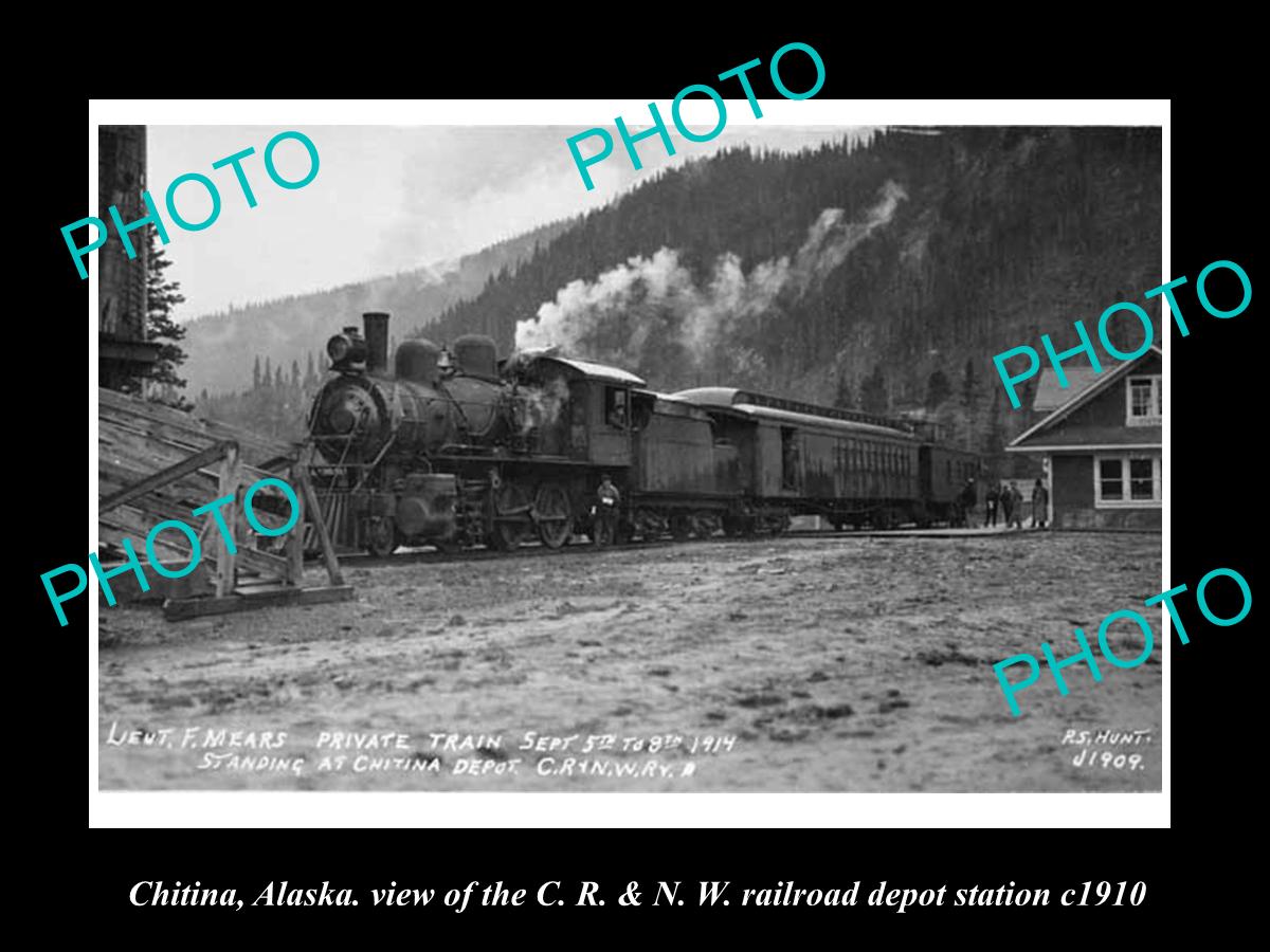 OLD LARGE HISTORIC PHOTO OF CHITINA ALASKA, VIEW RAILROAD DEPOT STATION c1910 2