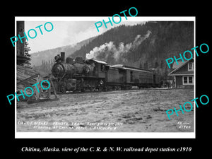 OLD LARGE HISTORIC PHOTO OF CHITINA ALASKA, VIEW RAILROAD DEPOT STATION c1910 2