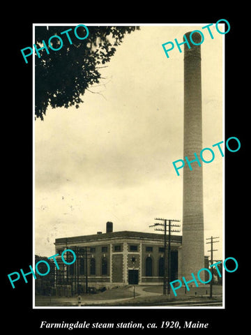 OLD LARGE HISTORIC PHOTO OF FARMINGDALE MAINE, VIEW OF THE STEAM STATION c1920