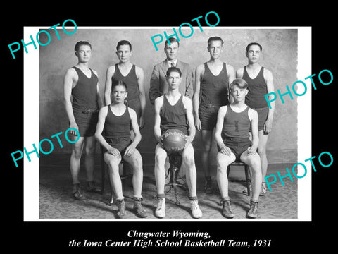 OLD LARGE HISTORIC PHOTO OF IOWA CENTER WYOMING HIGH SCHOOL BASKETBALL TEAM 1931