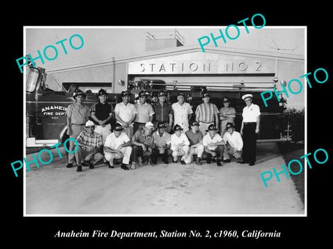 OLD LARGE HISTORIC PHOTO OF ANAHEIM CALIFORNIA, THE FIRE DEPARTMENT STATION 1960