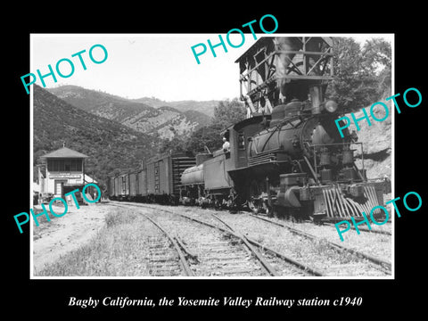 OLD LARGE HISTORIC PHOTO OF BAGBY CALIFORNIA, YOSEMITE RAILROAD STATION c1940