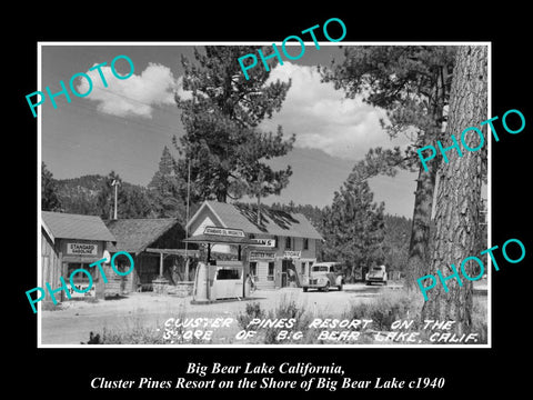 OLD LARGE HISTORIC PHOTO OF BIG BEAR LAKE CALIFORNIA, CLUSTER PINES RESORT c1940